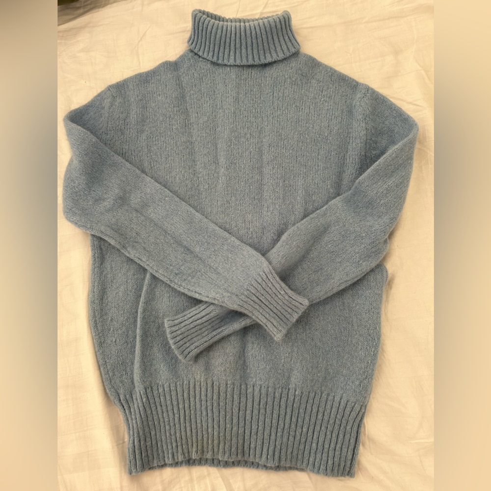 Baby Blue Wool Turtleneck Sweater